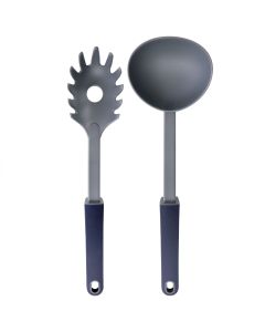 Oster Bluemarine 2 Piece Ladle and Pasta Server Utensil Set in Navy Blue