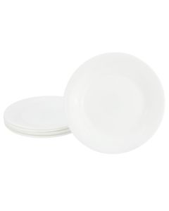 Gibson Ultra White Shadow 6 Piece 7 Inch Opal Glass Dessert Plate Set in White