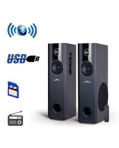 beFree Sound 2.1 Channel BluetoothPowered Black Tower Speakers With Optical Input