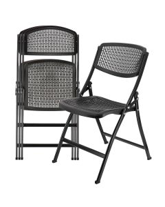 Elama 4 Piece Plastic Mesh Folding Chair in Black