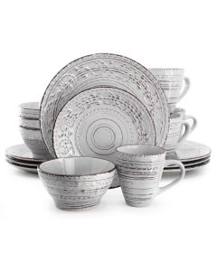 Elama Malibu Calcite 16-Piece Dinnerware Set in Light Gray