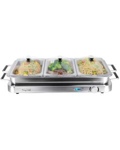 MegaChef 3-in-1 Electric Chaffing Buffet Server and Warming Tray with Triple 2.63 Quart Trays and 8.6 Quart Baking Pan