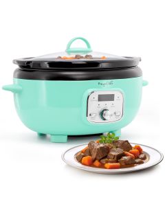 MegaChef 3.7 Quart Oval Electric Slow Cooker in Turquoise