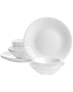 Gibson Ultra Radley 12 Piece Tempered Opal Glass Dinnerware Set in White